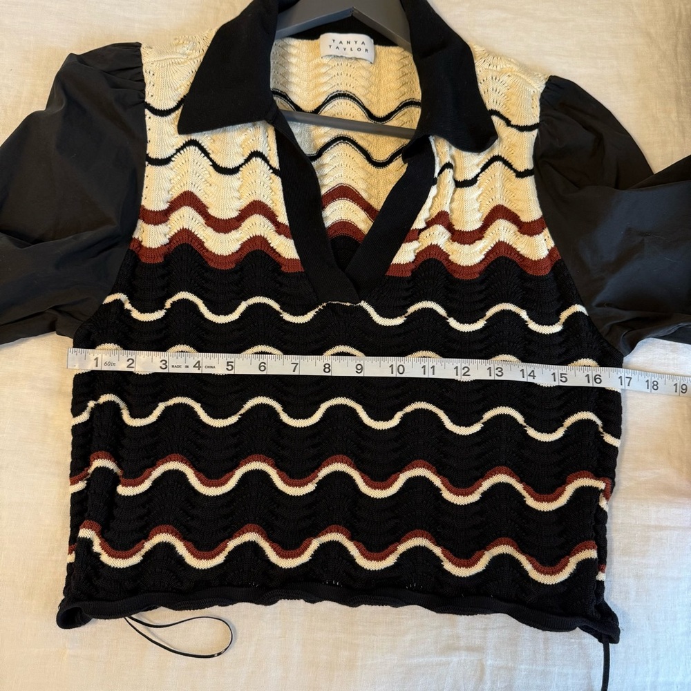 TANYA TAYLOR Women’s L / XL Arleta Crochet Top Long Sleeve CP25 - Picture 8 of 9